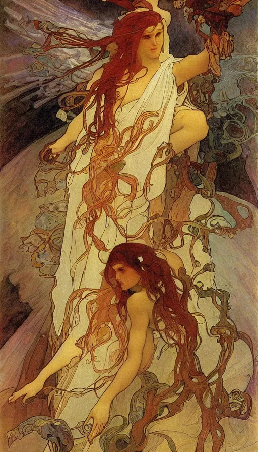 Prompt: the end of the world, by alfons maria mucha