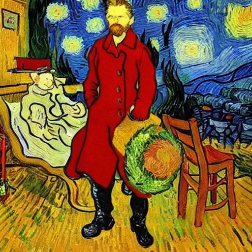 Image similar to christmas with van gogh, realistic