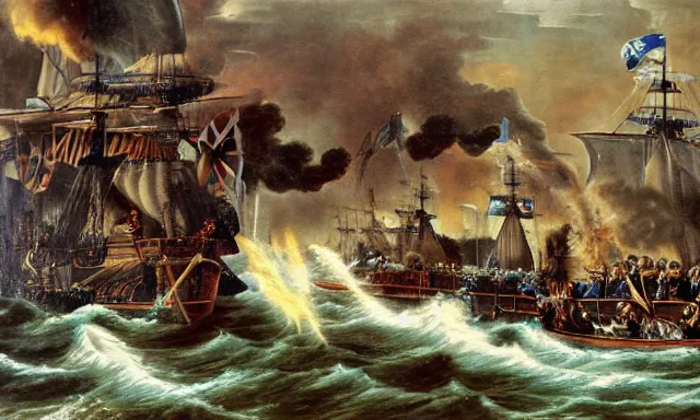 Image similar to dragons fighting at the Battle of Trafalgar