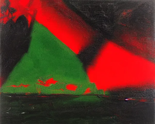 Prompt: red green and black painting by John Martin