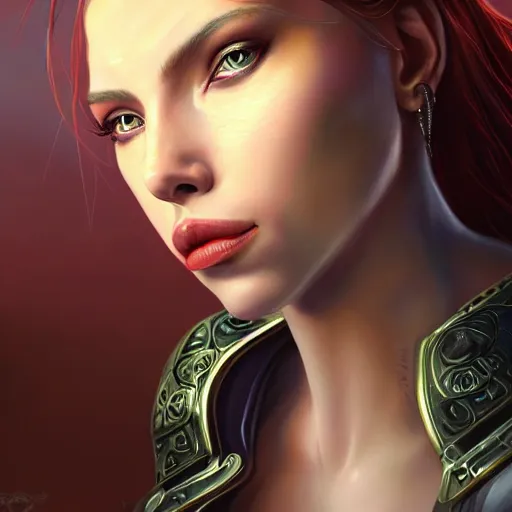 Prompt: Ultrarealistic illustration scarlet johansson as kleia from warcraft, ascended, angel, blue skin, portrait, beautiful, cyberpunk, sci-fi fantasy,intricate,elegant,highly detailed, digital painting, artstation, concept art,