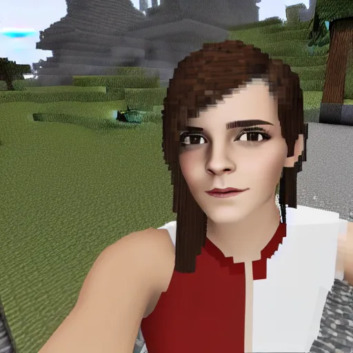 Image similar to Emma Watson screenshot from minecraft