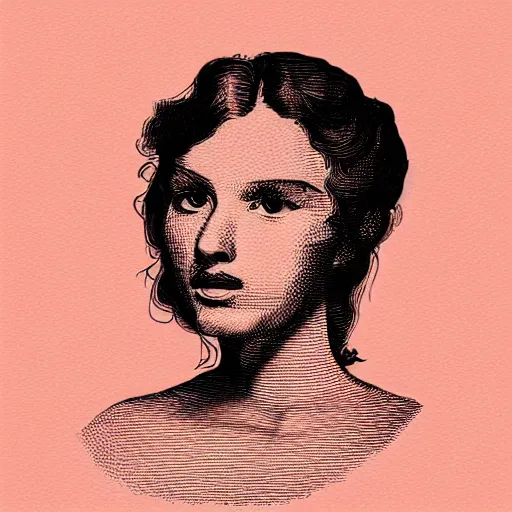 Image similar to a risograph of a beautiful woman