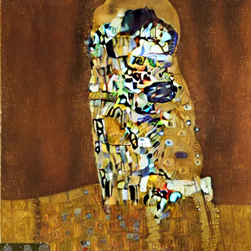 Prompt: a man burning in the middle of an opera by gustav klimt