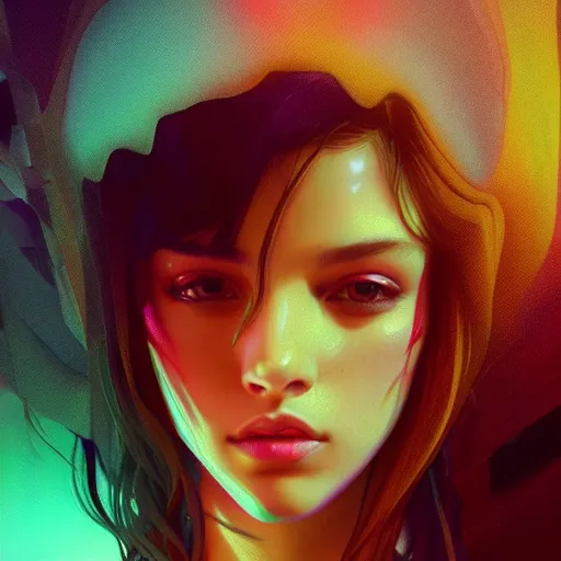 Image similar to young woman, gorgeous face, vaporwave aesthetic, synthwave, colorful, psychedelic, broken, shattered, beaten, sadness, crying, tears, artstation, concept art, smooth, extremely sharp detail, finely tuned detail, 8 k, unreal engine 5, ultra sharp focus, illustration, art by artgerm and greg rutkowski and alphonse mucha