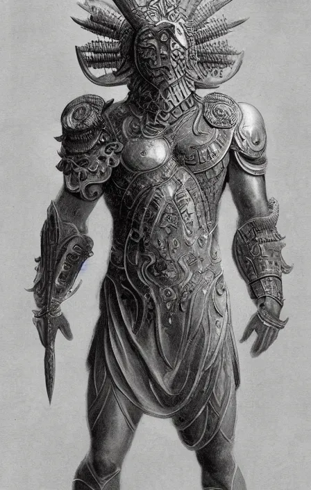 Image similar to zeus god concept, wearing thunder armor, ancient greek ornamented armor, beksinski, weta workshop concept art