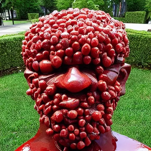 Prompt: a sculpture made of tomatoes in the shape of terry crews