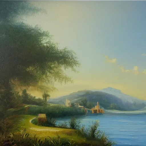 Image similar to a beutiful oil painting of a landscape, landcape