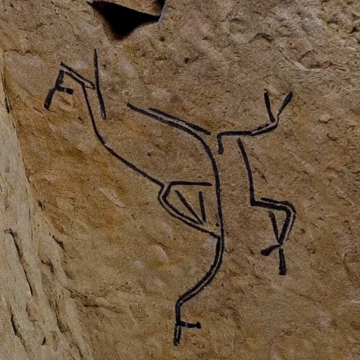 Prompt: a neolithic cave painting of the Geico Lizard