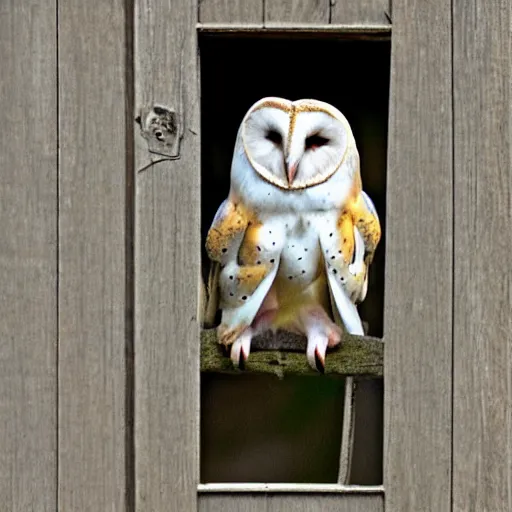 Image similar to barn owl, noctilux, barrel distortion,