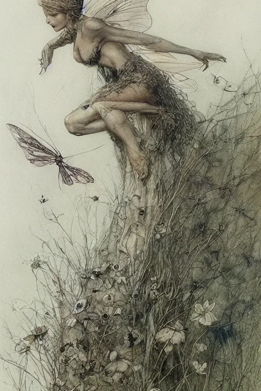 Prompt: a faerie by alan lee and jean - baptiste monge