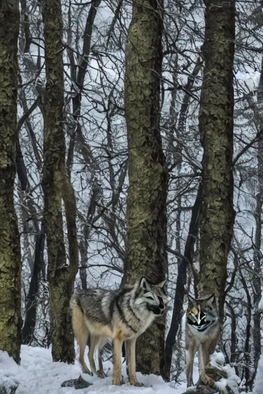 Image similar to wolves in forest winter