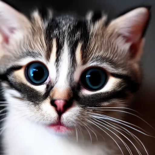 Prompt: a baby cat with huge eyes 4k