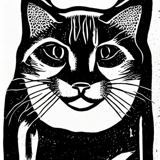 Image similar to cat woodcut print by Samuel Jessurun de Mesquita