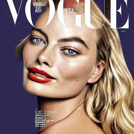 Image similar to a portrait of margot robbie, vogue cover, highly detailed