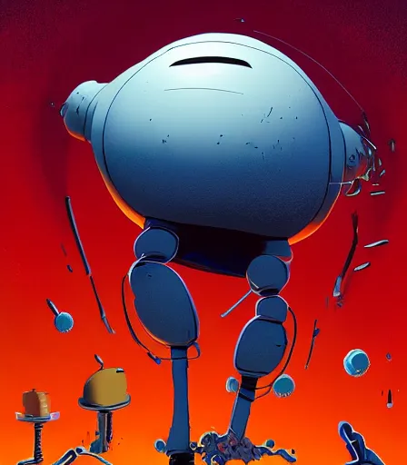 Image similar to Tim Burtons style Iron Giant by Alex Pardee and Nekro and Petros Afshar, and James McDermott,unstirred paint, vivid color, cgsociety 4K