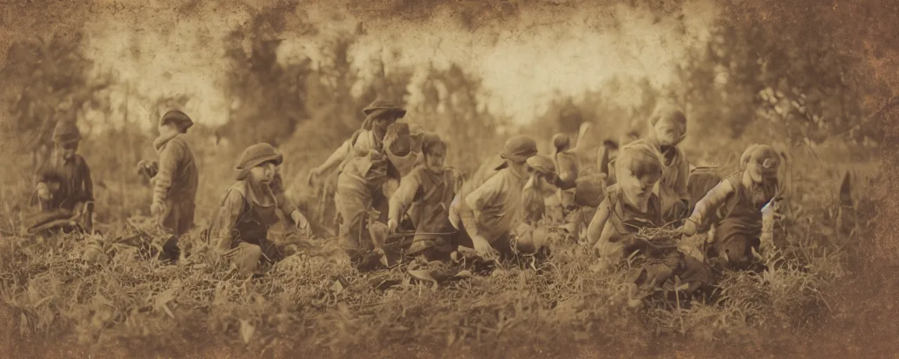 Image similar to harvesting spaghetti during the gold rush, tintype, small details, intricate, sigma 5 0 mm, cinematic lighting, photography, wes anderson, diane arbus, film, kodachrome