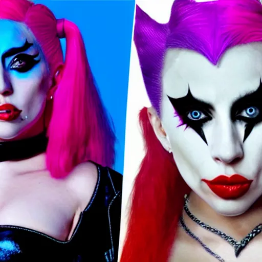 Prompt: Lady Gaga as Harley Quinn hyper realistic 4K quality