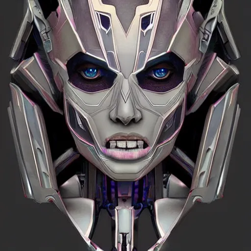 Prompt: symmetry!! a female transformer with high cheekbones, skull eye sockets!! very symmetrical face, cybernetic and highly detailed, by steven zavala, by matt tkocz, by shane baxley, transformers cinematic universe, pinterest, deviantart, artstation _ h 7 5 0