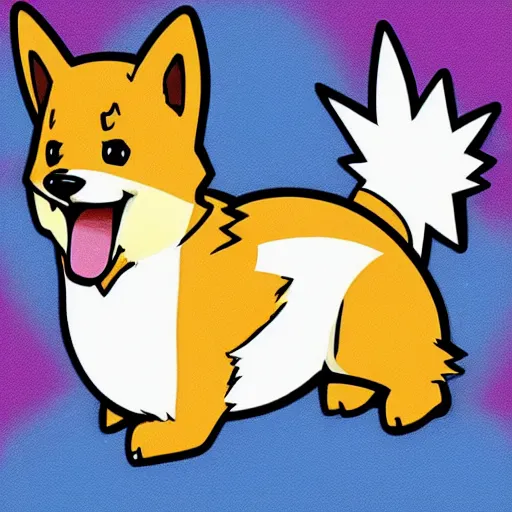 Prompt: “a new corgi Pokémon, Ken Sugimori art style, HQ”