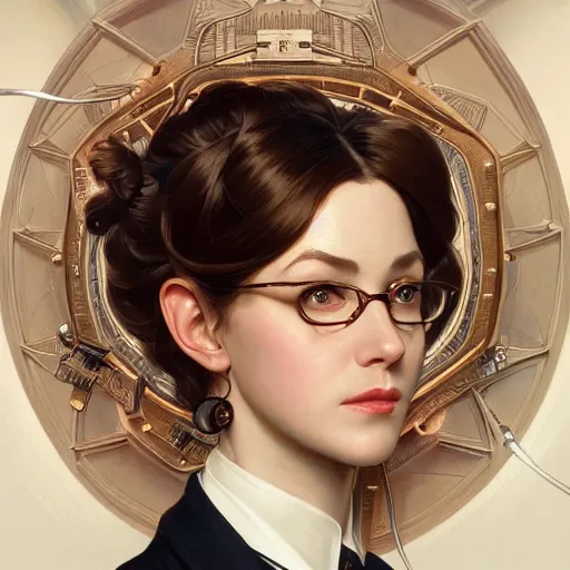 Image similar to perfectly - centered - portrait of a crazy secretary, intricate, highly detailed, digital painting, artstation, concept art, smooth, sharp focus, illustration, unreal engine 5, 8 k, art by artgerm and greg rutkowski and alphonse mucha