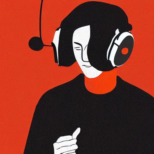 Image similar to streamer on twitch with black hat, stubble, ginger hair, orange hair, black cap, stubbles, red headphones, in the style of tatsuro kiuchi, art, abstract