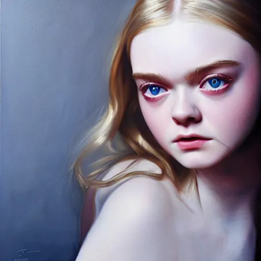 Prompt: a striking hyper real painting of Elle Fanning by Pierre-Auguste