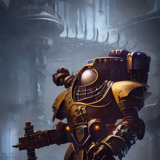 Image similar to portrait of warhammer 4 0 0 0 0, 8 k uhd, unreal engine, octane render in the artstyle of finnian macmanus, john park and greg rutkowski