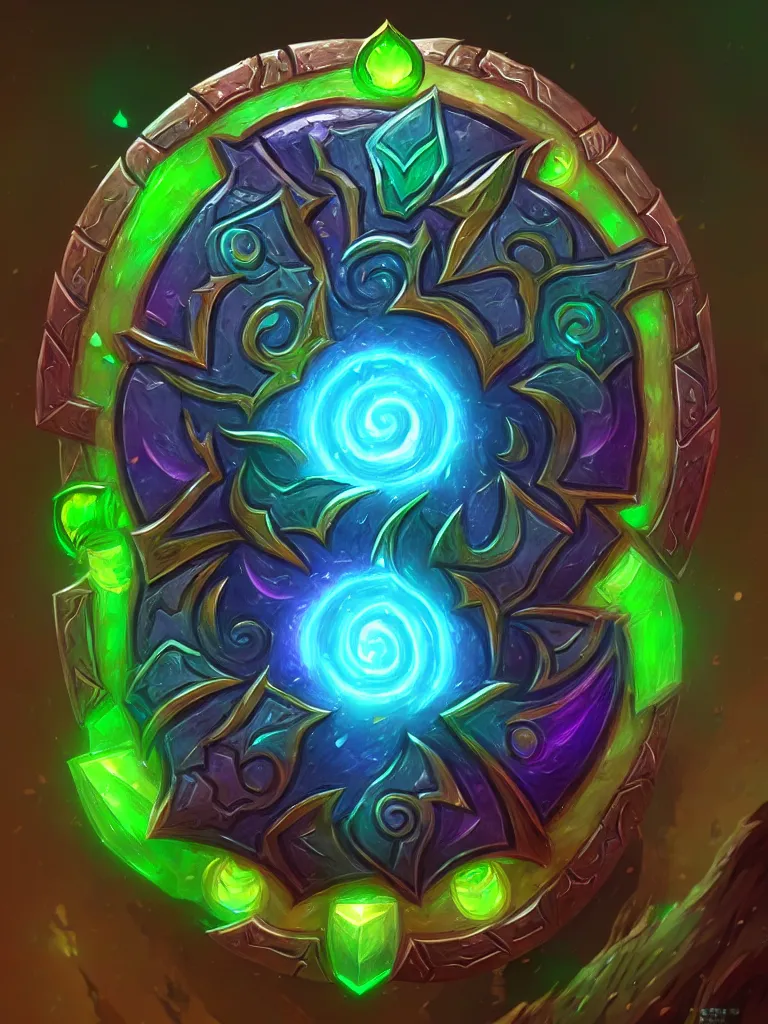 Prompt: bright shield of warcraft blizzard shield art, a spiral colorful gems shield. bright art masterpiece artstation. tree and roots shield, 8 k, sharp high quality illustration in style of jose daniel cabrera pena and leonid kozienko, green colored theme, concept art by tooth wu, card frame