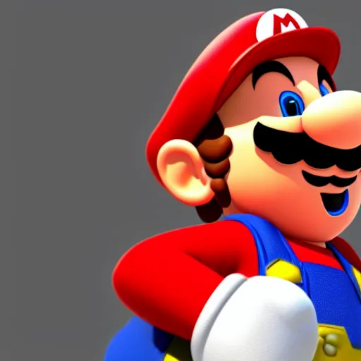 Image similar to super mario with cat face , 3d render , unreal engine