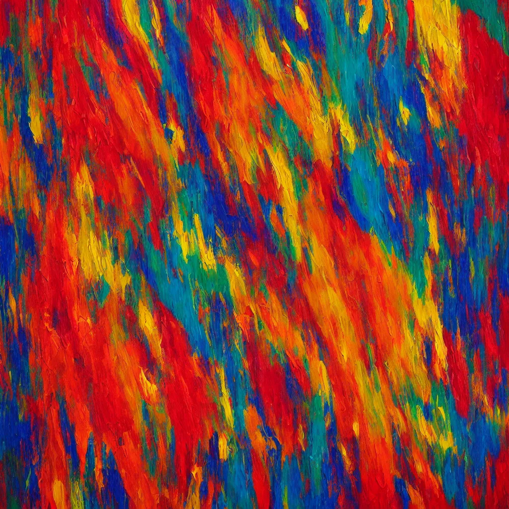 Image similar to oil painting, colourful popping stripes on canvas, artstation, design award