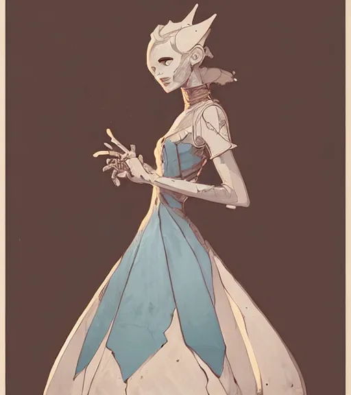 Image similar to portrait of a baroque dress design from fantasy world for dragon queen by atey ghailan, by greg rutkowski, by greg tocchini, by james gilleard, by joe fenton, by kaethe butcher, dynamic lighting, gradient light blue, brown, blonde cream and white color scheme, grunge aesthetic