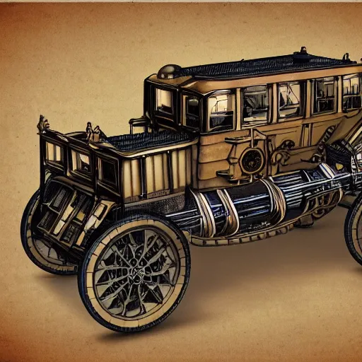 Prompt: detailed schematics of steampunk version of micheline colonial # zm 5 1 4 vehicle, steampunk, detailed,