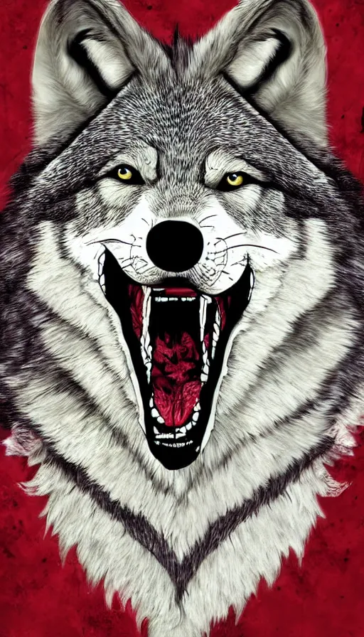 Prompt: rabid wolf 8 0's style digital art, photorealistic poster