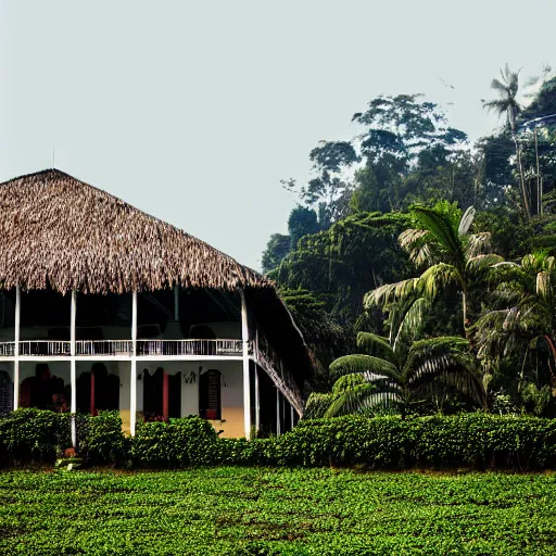 Prompt: a photo of a guatemalan coffee plantation house, detailed photography