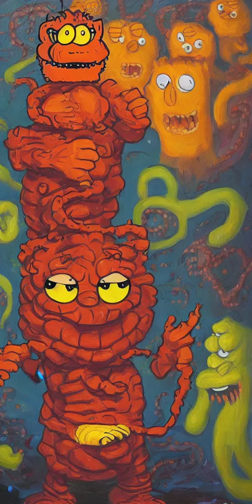 Image similar to i am become Garfield destroyer of worlds, Jim Davis oil painting, lovecraft