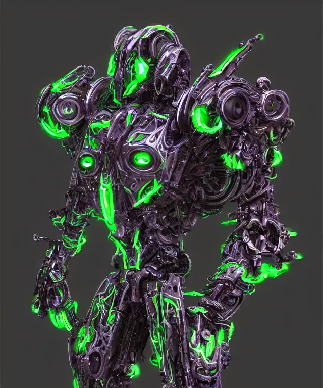 Image similar to Sci fi warlock armor made of mechanical parts conjuring necrotic energy, surrealism, smooth, intricate, elegant, demonic energy, power aura, neon glowing spells, surrealism , scifi, intricate mecha armor, elegant, highly detailed cybernetic body, neon glowing eyes, digital painting, artstation, concept art, smooth, sharp focus, illustration, art by Artgerm and moebius and Peter Mohrbacher