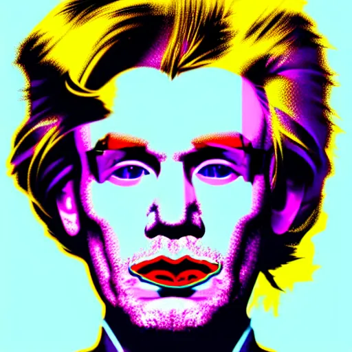 Image similar to an extremely psychedelic portrait of andy warhol, surreal, lsd, face, detailed, intricate, elegant, lithe, highly detailed, digital painting, artstation, concept art, smooth, sharp focus, illustration