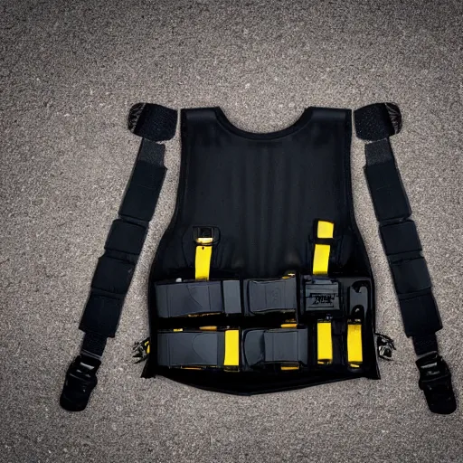Prompt: bulletproof vest combined with diving equipment, photography