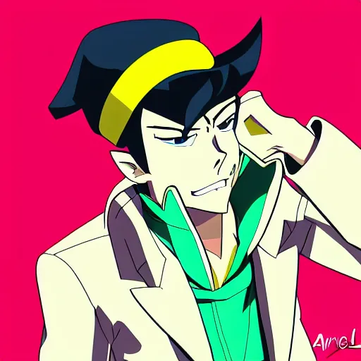 Image similar to Dandy from space dandy anime, cell shading, clean linework, smooth, by Aokamei