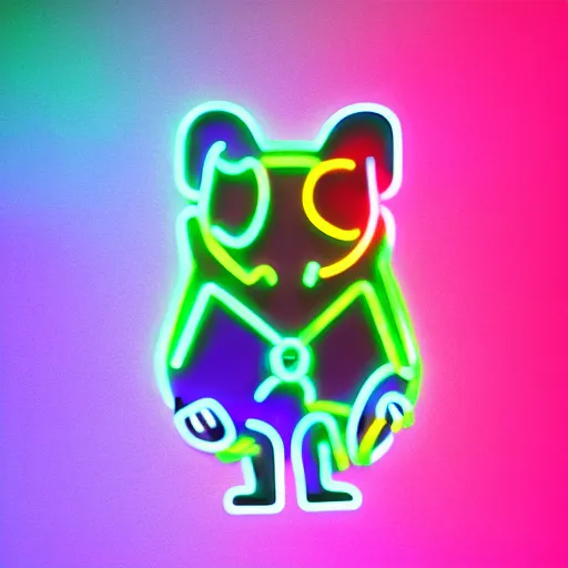 Image similar to cyberpunk hamster made of glowing rainbow neon lights, 8 k, hd, logo