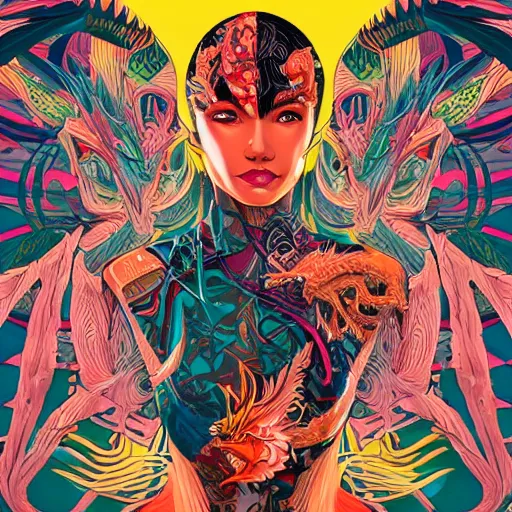 Prompt: Tristan Eaton, victo ngai, artgerm, Maximalism dragon