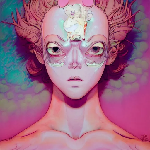 Image similar to prompt : pink portrait soft light painted by james jean and katsuhiro otomo and erik jones, inspired by evangeleon anime, smooth face feature, intricate oil painting, high detail illustration, sharp high detail, manga and anime 1 9 9 0