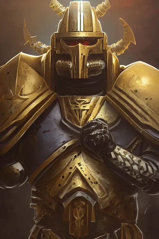 Image similar to armor portrait heros warhammer 4 0 k horus heresy fanart - the primarchs emperor by johannes helgeson animated with vfx concept artist & illustrator global illumination ray tracing hdr fanart arstation zbrush central hardmesh 8 k octane renderer comics stylized