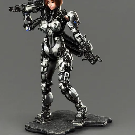 Prompt: cybernetic female supersoldier armed with laser rifle, intricate detail, royo, whealan,