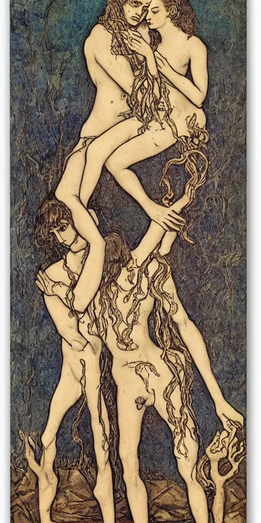 Image similar to the lovers tarot card by austin osman spare