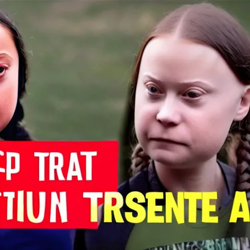 Image similar to greta thunberg hip hop rap battle video still,