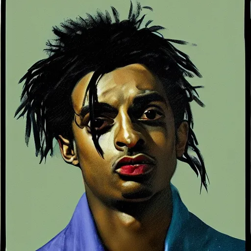 Image similar to a portrait of Playboi Carti in the style of Francisco Goya, dark, creepy, high contrast, nihilistic