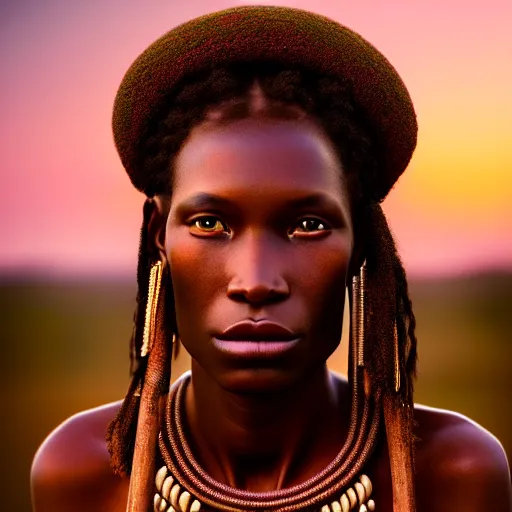 Image similar to photographic portrait of a stunningly beautiful renaissance dogon tribe female in soft dreamy light at sunset, contemporary fashion shoot, by edward robert hughes, annie leibovitz and steve mccurry, david lazar, jimmy nelsson, breathtaking, 8 k resolution, extremely detailed, beautiful, establishing shot, artistic, hyperrealistic, beautiful face, octane render