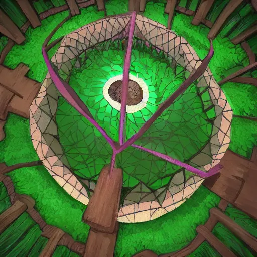 Prompt: a portal in weird geometric garden, trending on art station